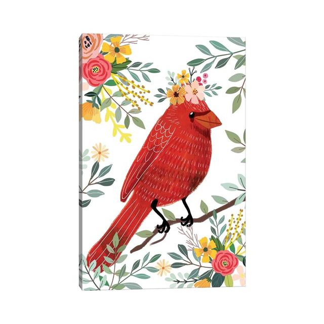 Red Bird by Mia Charro - Print on Canvas Ebern Designs Format: Wrapped Canvas, Size: 30.48cm H x 20.32cm W x 1.91cm D on Productcaster.