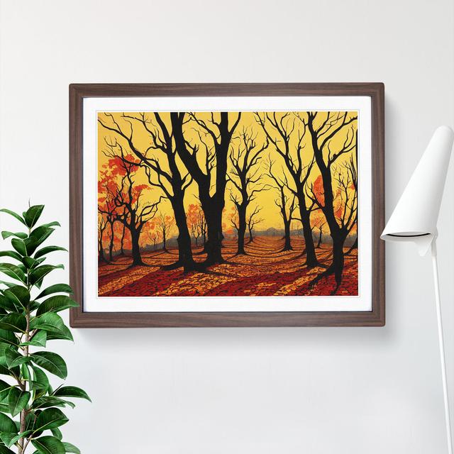 Exclusive Autumn Forest - Picture Frame Graphic Art Marlow Home Co. Frame Colour: Walnut, Size: 34cm H x 46cm W x 2cm D on Productcaster.