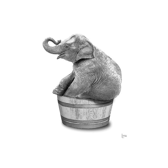 Elephant in the Tub Bn - Wrapped Canvas Painting Happy Larry Size: 30.48cm H x 20.32cm W x 1.905cm D on Productcaster.