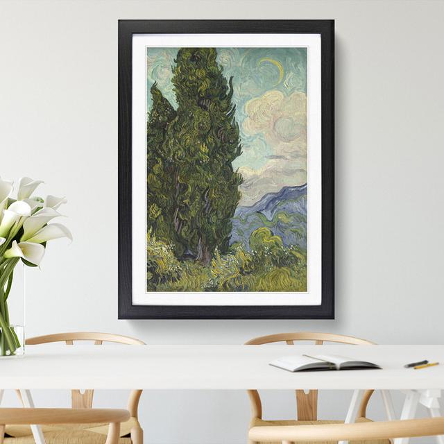 Cypresses by Vincent Van Gogh - Picture Frame Painting East Urban Home Size: 90cm H x 65cm W x 2cm D, Frame Option: Black on Productcaster.