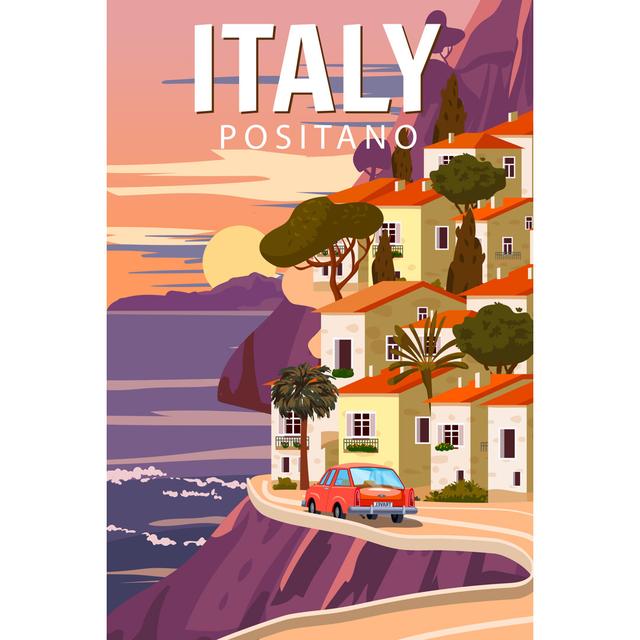 Midpines Retro Poster Italy - Wrapped Canvas Graphic Art ClassicLiving Size: 76cm H x 51cm W x 3.8cm D on Productcaster.