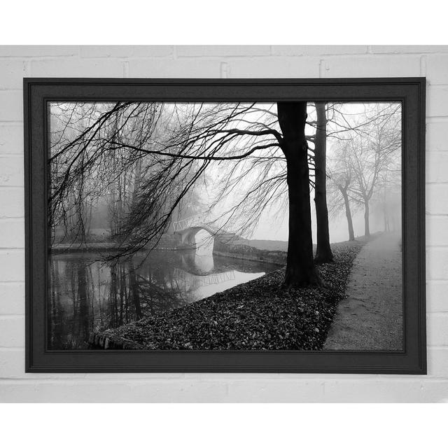 Winter River Walk B N W - Print Brayden Studio Size: 42cm H x 59.7cm W x 1.5cm D, Format: Natural Framed Paper on Productcaster.