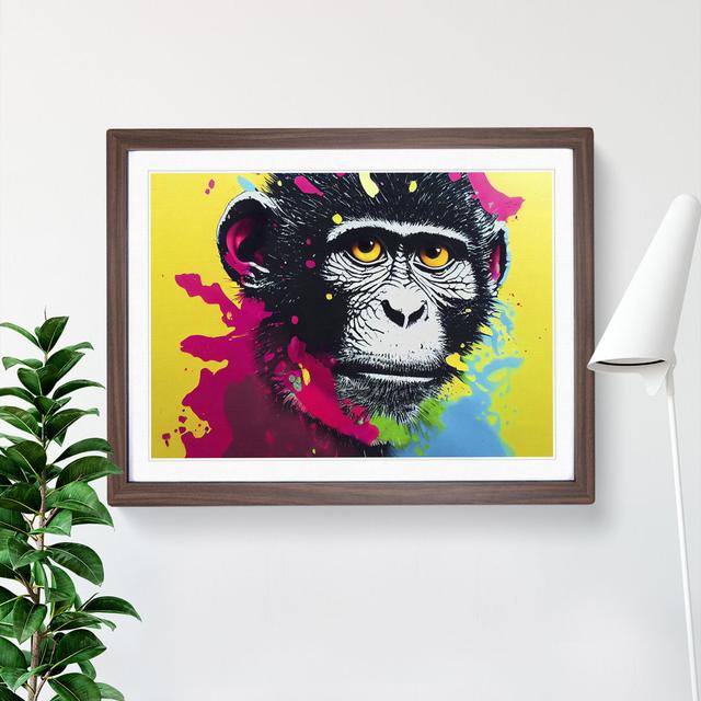 Monkey Splash - Picture Frame Graphic Art 17 Stories Size: 25cm H x 34cm W, Frame Colour: Walnut Framed on Productcaster.