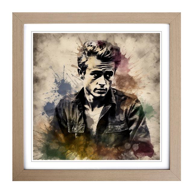 James Dean Grunge Art - Single Picture Frame Print on Wood Marlow Home Co. Frame Colour: Oak on Productcaster.