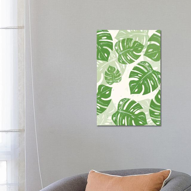 Linocut Monstera by Bianca Green - Wrapped Canvas Painting 17 Stories Size: 66.04cm H x 45.72cm W x 1.91cm D on Productcaster.