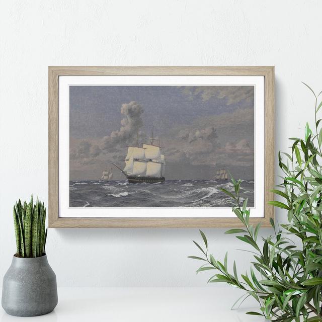 A Frigate Ship by Christoffer Wilhelm Eckersberg - Picture Frame Painting East Urban Home Size: 36cm H x 48cm W x 2cm D, Frame Option: Oak Framed on Productcaster.