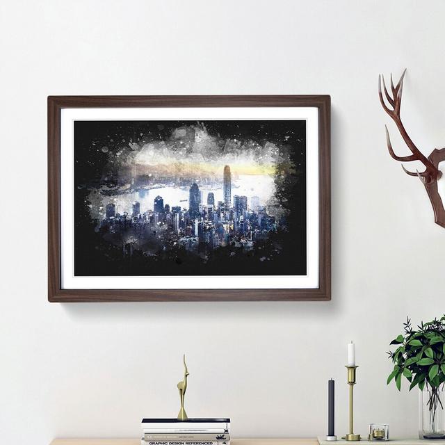 Hong Kong Skyline in China - Picture Frame Graphic Art Print East Urban Home Frame Option: Walnut Framed, Size: 62cm H x 87cm W x 2cm D on Productcaster.