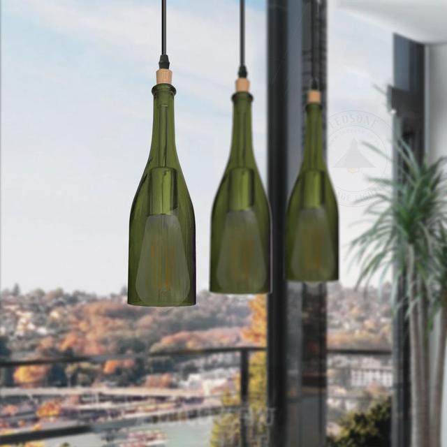 Paliwal 3 - Light Kitchen Island Bottle Shape Pendant Borough Wharf Bulb Included: Yes, Shade Colour: Green on Productcaster.