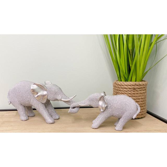 Scope Silver Beaded Elephants Two Piece Mother & Calf Figurine Latitude Vive on Productcaster.