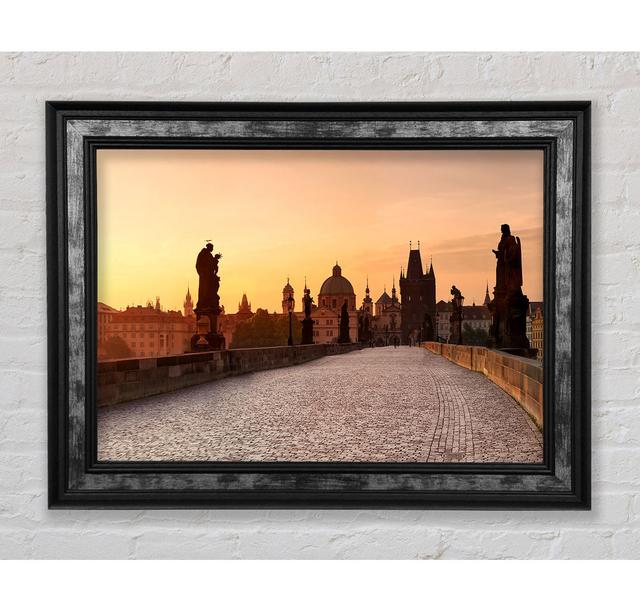 Charles Bridge Morning Glow - Einzelner Bilderrahmen Kunstdrucke Ebern Designs Größe: 42cm H x 59,7cm B x 8cm T on Productcaster.