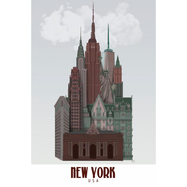 New York In Clouds Dark Red And Green Maturi Size: 76cm H x 51cm W on Productcaster.