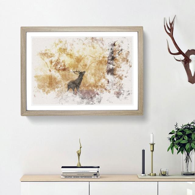 Deer Stag In An Autumn Forest - Picture Frame Painting on MDF East Urban Home Size: 45cm H x 63cm W x 2cm D, Frame Option: Oak Framed on Productcaster.