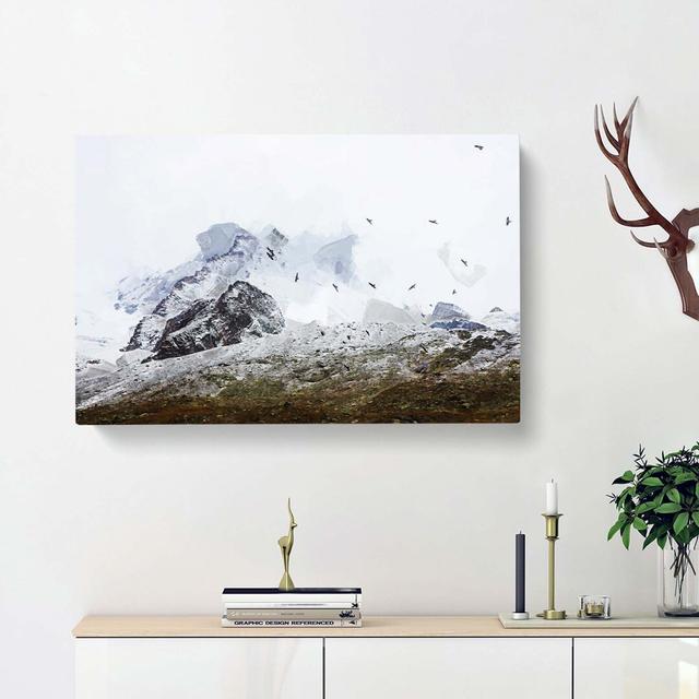 The Swiss Alps with a Flock of Birds in Abstract - Wrapped Canvas Graphic Art Print East Urban Home Size: 35cm H x 50cm W x 3cm D on Productcaster.