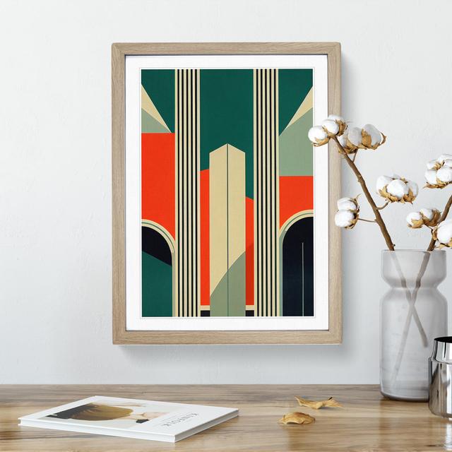 Art Deco Architecture No.3 Skyscraper - Picture Frame Graphic Art 17 Stories Size: 64cm H x 46cm W x 2cm D, Frame Colour: Oak Framed on Productcaster.