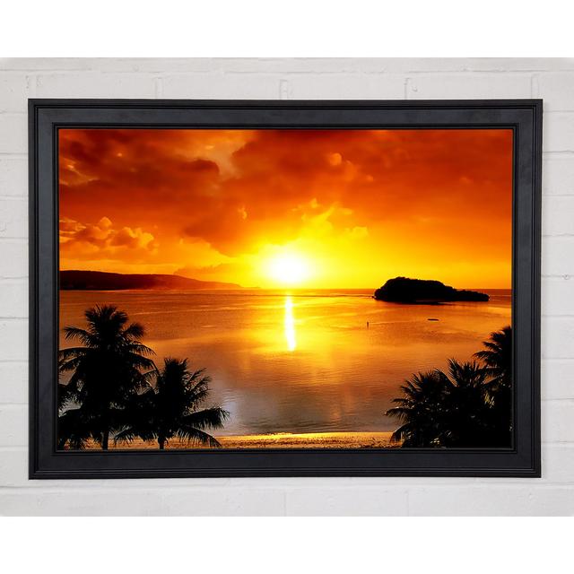 Paradise Sunset Framed Print Highland Dunes Size: 21cm H x 29.7cm W x 1.5cm D on Productcaster.