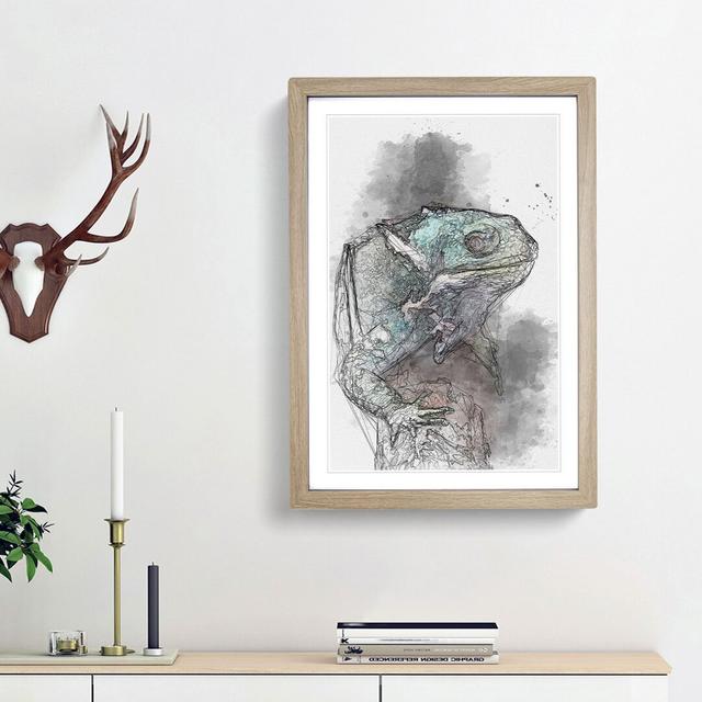 Fiji Iguana - Picture Frame Graphic Art Print East Urban Home Frame Option: Oak, Size: 50cm H x 35cm W x 2cm D on Productcaster.