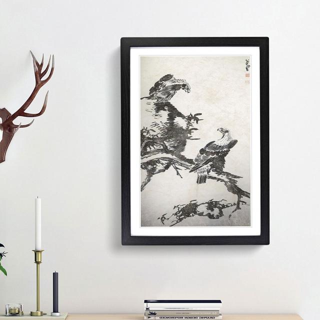 The Two Eagles by Bada Shanren - Picture Frame Painting Print East Urban Home Frame Option: Walnut Framed, Size: 48cm H x 36cm W x 2cm D on Productcaster.