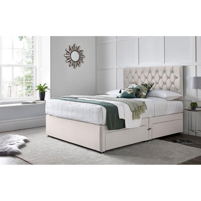 Crosslin Divan Bed with 24" Headboard on Struts Wayfair Sleep Colour: Silver, Size: Double (4'6), Storage Type: No Drawers on Productcaster.