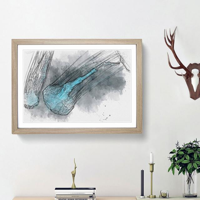 Neon Blue Jellyfish in Abstract - Picture Frame Graphic Art Print East Urban Home Frame Option: Oak Framed, Size: 48cm H x 65cm W x 2cm D on Productcaster.