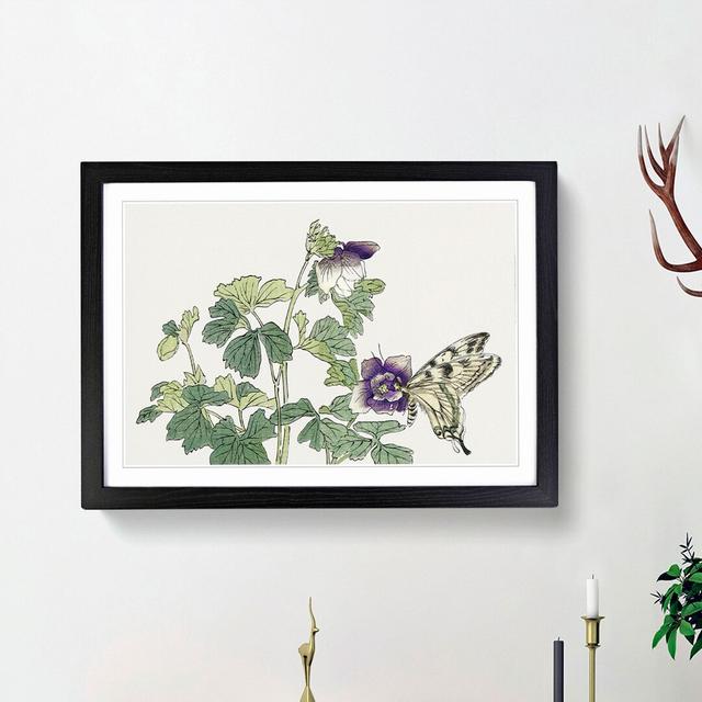 Butterfly on a Purple Flower by Morimoto Toko - Picture Frame Graphic Art Print East Urban Home Frame Option: Black Framed, Size: 48cm H x 65cm W x 2c on Productcaster.