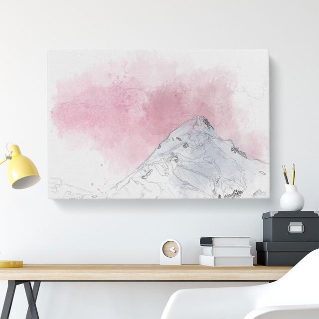 Snowy Mountain Sketch - Wrapped Canvas Print East Urban Home Size: 35cm H x 50cm W x 3cm D on Productcaster.