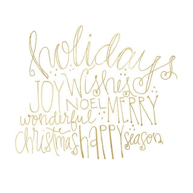 Handwritten Holiday Wishes - Wrapped Canvas Typography The Seasonal Aisle Size: 30cm H x 30cm W x 3.8cm D on Productcaster.