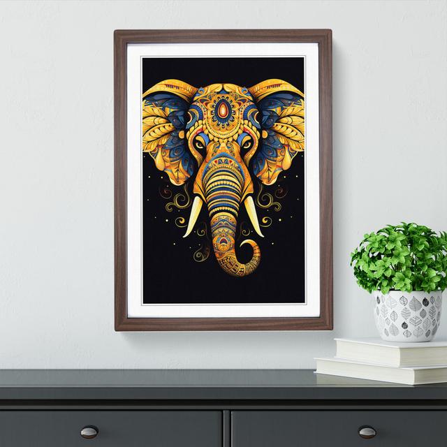 Elephant Line - Single Picture Frame Print on Wood Latitude Vive Format: Walnut Framed, Size: 46cm H x 34cm W on Productcaster.