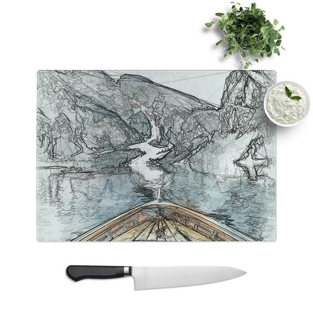 Tempered Glass Boat in Lago Di Braies Italy Art Chopping Board East Urban Home Size: 39 cm W x 28.5 cm L on Productcaster.