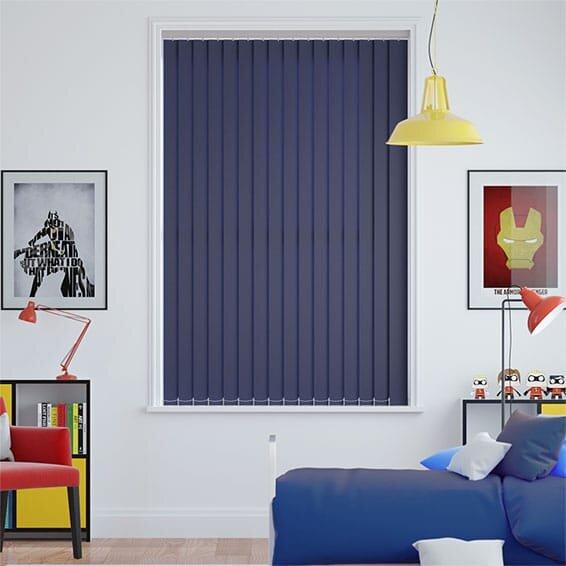 Affinity Room Darkening Vertical Blind Symple Stuff Finish: Blue, Size: 245 cm L x 90 cm W on Productcaster.