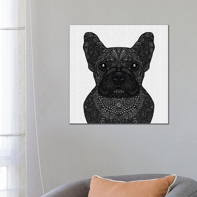 Black Frenchie - Wrapped Canvas Graphic Art Rosalind Wheeler Size: 66.04cm H x 66.04cm W x 1.91cm D on Productcaster.