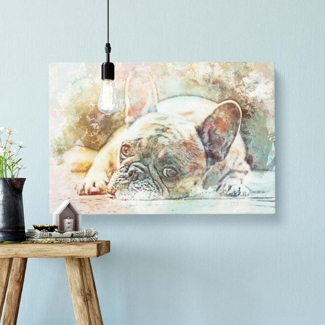 Fawn French Bulldog Dog - Painting Latitude Run Size: 40.6cm H x 61cm W x 3cm D, Format: Wrapped Canvas on Productcaster.