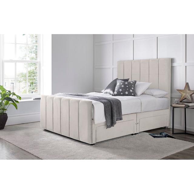 Protivin Divan Bed with 54" Floorstanding Headboard Wayfair Sleep Colour: Silver, Size: Kingsize (5'), Storage Type: 2 Foot-end Drawers on Productcaster.