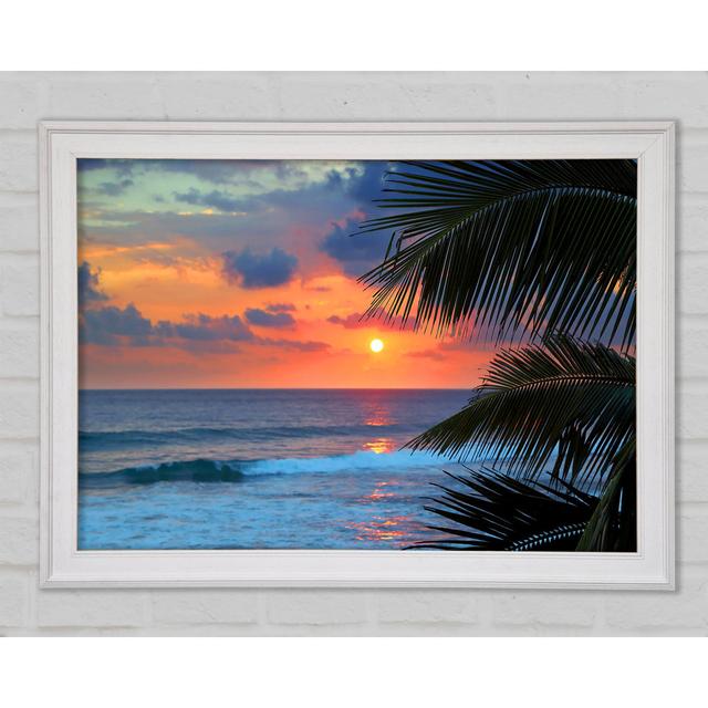 Gerahmtes Leinwandbild Stunning Blue Ocean Sunset Haus am Meer Größe: 59,7 cm H x 84,1 cm B x 1,5 cm T on Productcaster.