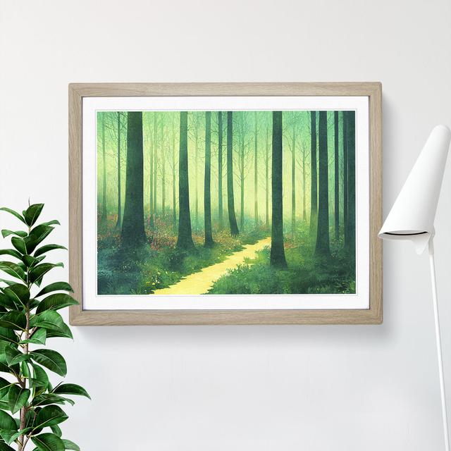 Forest Path Vol.1 - Picture Frame Painting Alpen Home Size: 34cm H x 46cm W x 2cm D, Frame Colour: Oak on Productcaster.