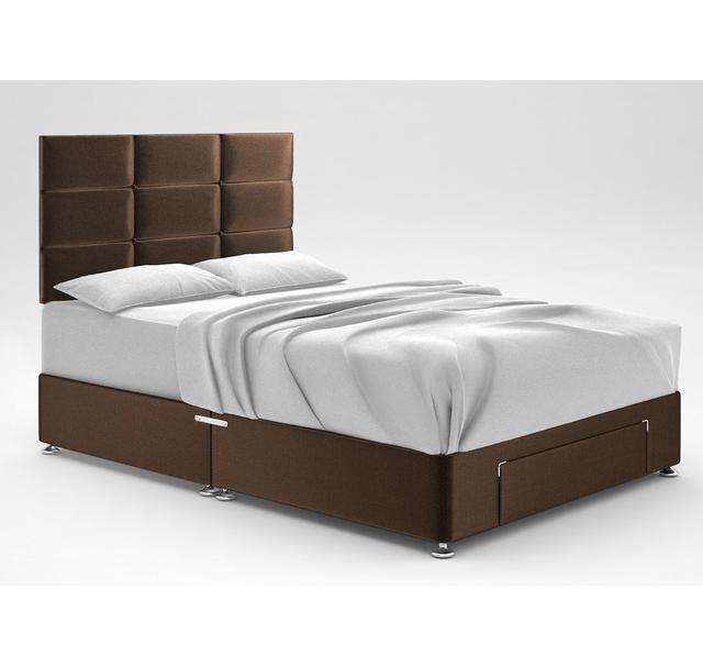 Zielke Divan Bed Base 17 Stories Colour: Mushroom, Size: Super King (6'), Storage Type: End Drawer on Productcaster.