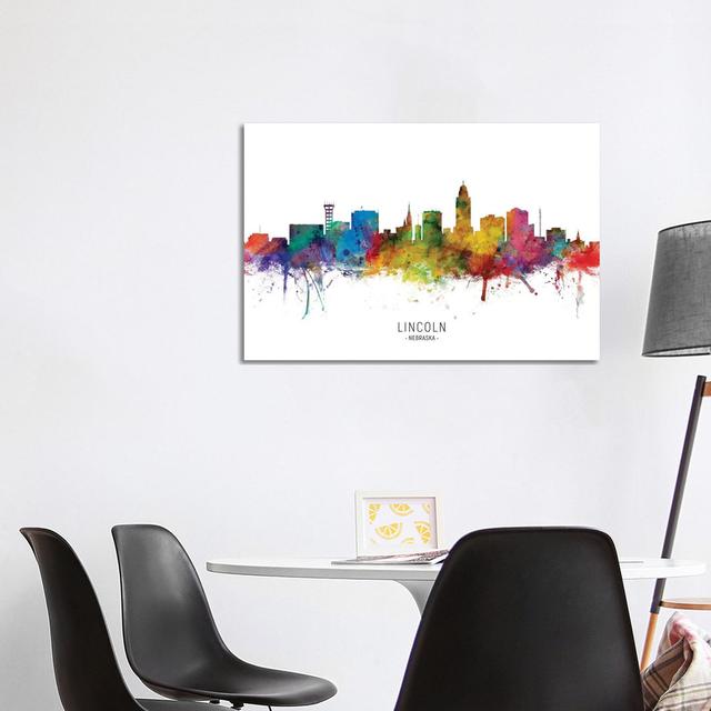 Lincoln Nebraska Skyline by Michael Tompsett - Wrapped Canvas Painting ClassicLiving Size: 66.04cm H x 101.6cm W x 1.905cm D on Productcaster.