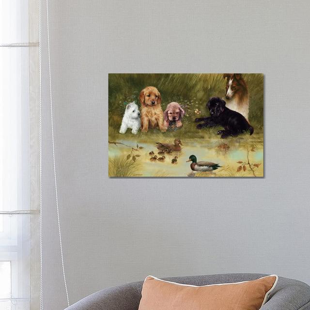 Visit To The Pond by Giordano Studios - Wrapped Canvas Gallery-Wrapped Canvas Giclée ClassicLiving Size: 45.72cm H x 66.04cm W x 3.81cm D on Productcaster.