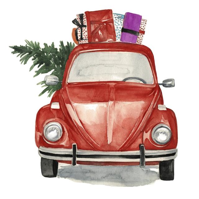 Christmas Cars I - Wrapped Canvas Art Print Happy Larry Size: 51cm H x 51cm W on Productcaster.