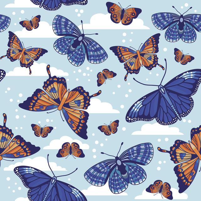 Adeleine Seamless Pattern With Butterflies by Sntpzh - Print August Grove Size: 91cm H x 91cm W x 3.8cm D on Productcaster.