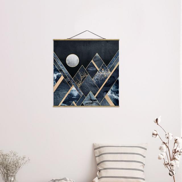 Grafikdruck Golden Moon Abstract Black Mountains von Elisabeth Fredriksson Canora Grey Größe: 100 cm H x 100 cm B x 0,3 cm T on Productcaster.