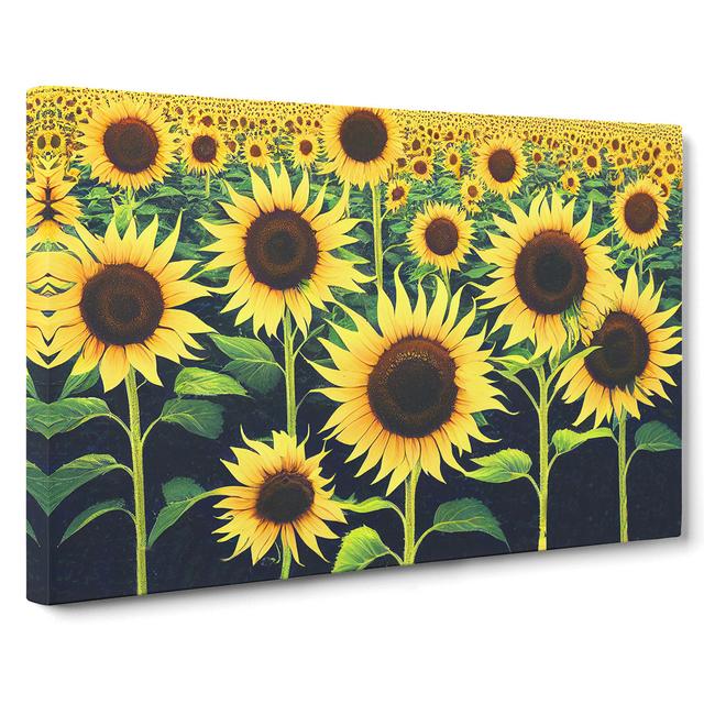 Phenomenal Sunflower Field - Wrapped Canvas Print Brambly Cottage Size: 35cm H x 50cm W x 3cm D on Productcaster.