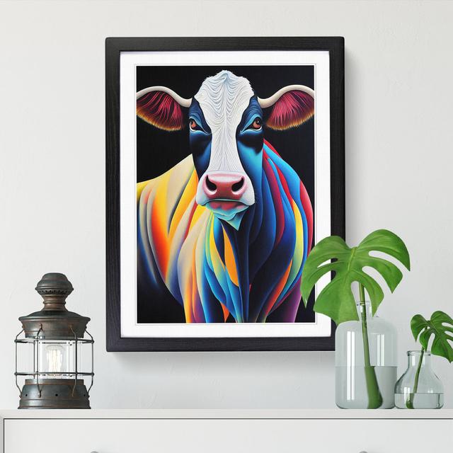 Cow Art Painting Vol.1 - Single Picture Frame Print Brambly Cottage Frame Option: Oak, Size: 34cm H x 25cm W x 2cm D on Productcaster.