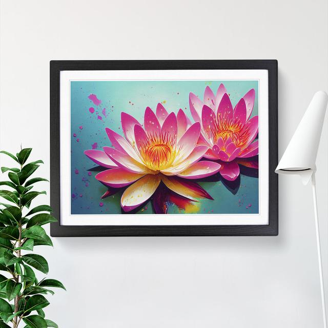 Water Lily Flower Splash Vol.6 - Picture Frame Graphic Art Latitude Vive Format: Black, Size: 25cm H x 34cm W on Productcaster.