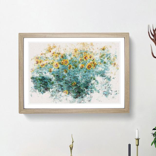 Sunflowers Soon to Bloom Watercolour - Picture Frame Graphic Art Print East Urban Home Size: 62cm H x 87cm W x 2cm D, Frame Option: Oak Framed on Productcaster.