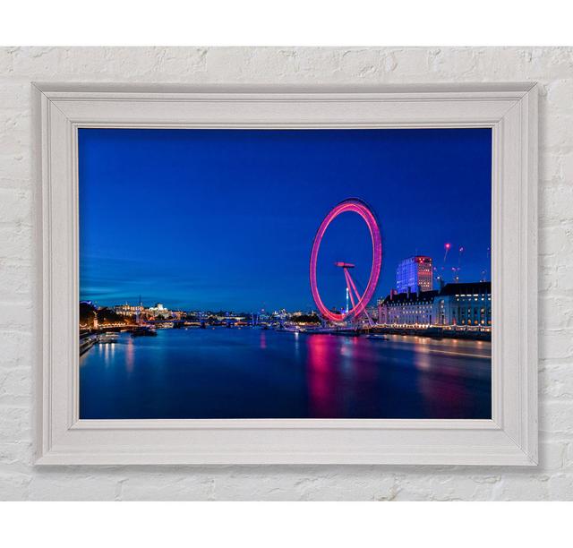 London Eye Pink Glow Framed Print Ebern Designs Size: 59.7cm H x 84.1cm W on Productcaster.