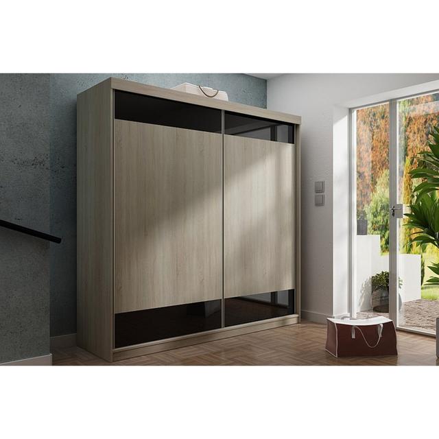 Lyllian Aneirin 2 Door Wardrobe Ebern Designs Finish: Natural/Black on Productcaster.