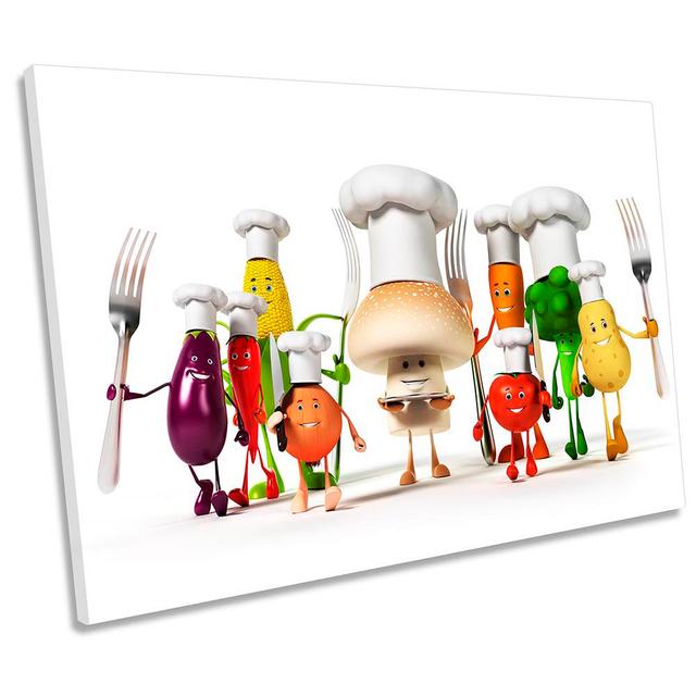 Kitchen Vegetable Characters Picture CANVAS WALL ART Print White Happy Larry Size: 40.6cm H x 61cm W on Productcaster.