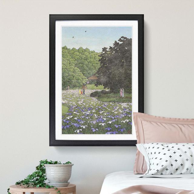 Iris Gardens by Hasui Kawase - Picture Frame Art Print East Urban Home Size: 48cm H x 36cm W x 2cm D, Frame Option: Black Framed on Productcaster.