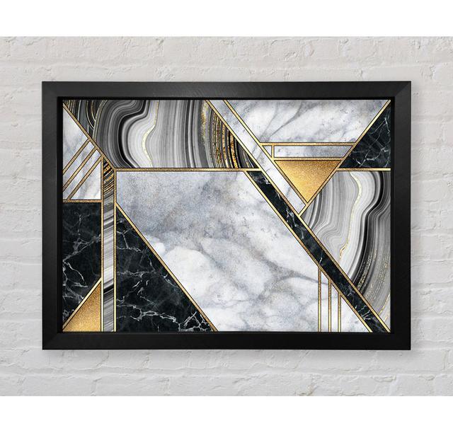 Triangles Of Marble Framed Print Ivy Bronx Size: 100cm H x 141.4cm W x 3.4cm D on Productcaster.