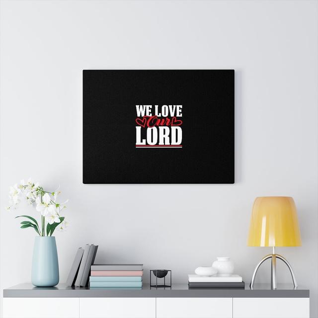 We Love Our Lord - Wrapped Canvas Print Blue Elephant Size: 28cm H x 36cm W on Productcaster.